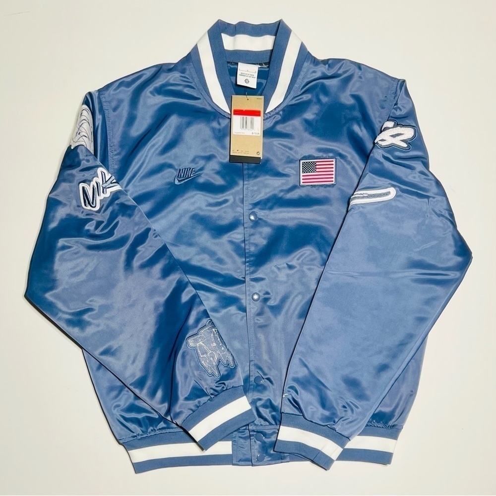 Nike USA Dugout Breaking Satin Jacket Blue / Navy FN9460-491 US Size Large NEW